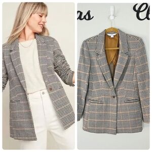 Old Navy Oversized Patterned Blazer Houndstooth Plaid Size XS